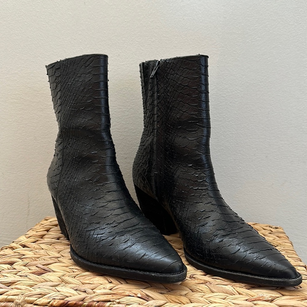 Matisse Black Snake Embossed Leather Boots
